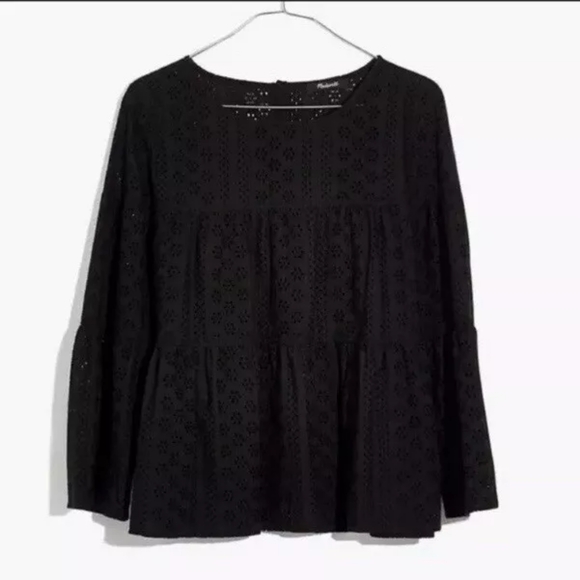Madewell Eyelet Tiered Button Back Top - Picture 2 of 5